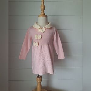 Pink Knit Dress with Cream Bows